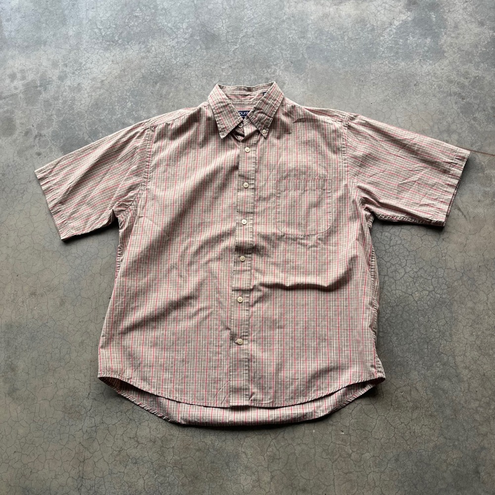 Puritan Mens Short Sleeve Button Down Plaid Shirt Barley P28F110 Large